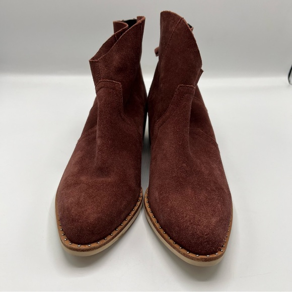 Crevo Clara Sz 8.5 Leather Suede Ankle Booties Brick Red Boots - Picture 2 of 13